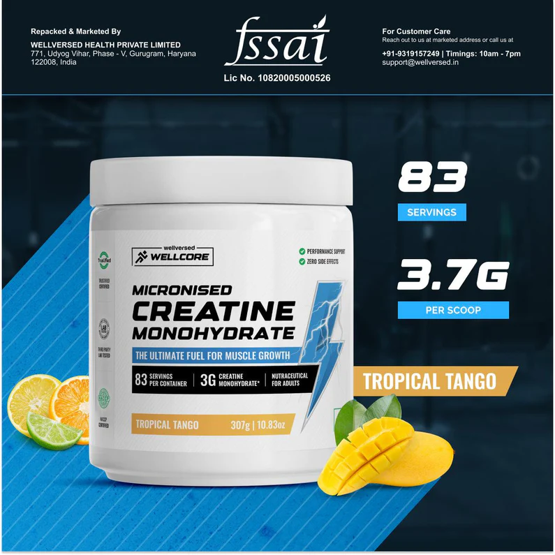 wellcore pure micronised creatine monohydrate | kiwi kick (307g, 83 servings) wellcore pure micronised creatine monohydrate | kiwi kick (307g, 83 servings)